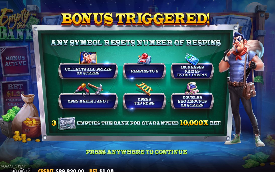 Respin round opening: MONEY symbols at trigger positions, three respins